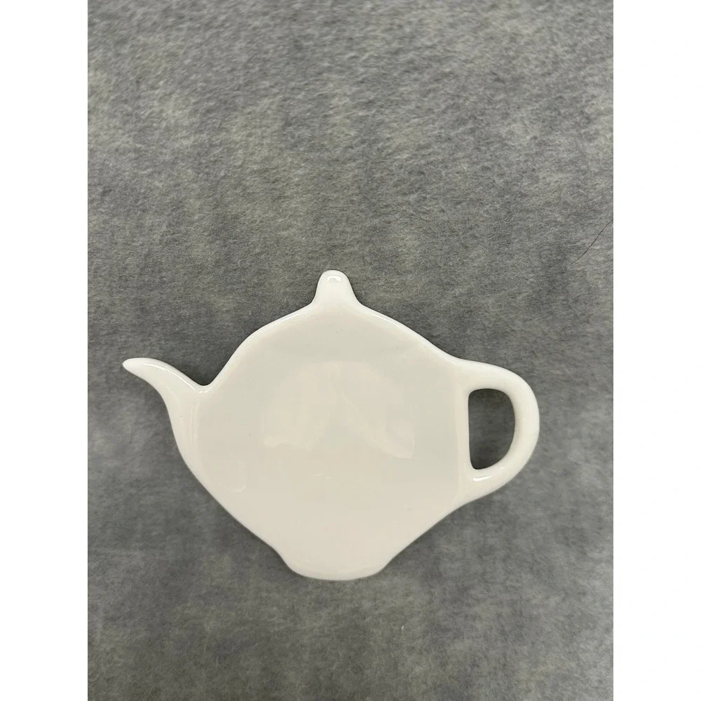 Teabag Rest Holder Dish Teapot Shape Ceramic White‎ Precitime